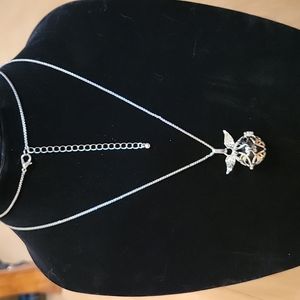 Essential Oil Angel Wings Necklace - Silver